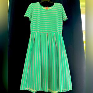 Lularoe Striped Green and Pink  Dress
